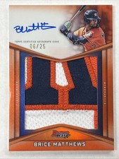 2025 Bowman’s Best Brice Matthews Orange Prospect Patch AUTO /25 #PPA-BMA Astros