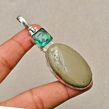 Ciondolo gioiello fatto a mano argento sterling 925 pietra preziosa diaspro mookaite 2,83"