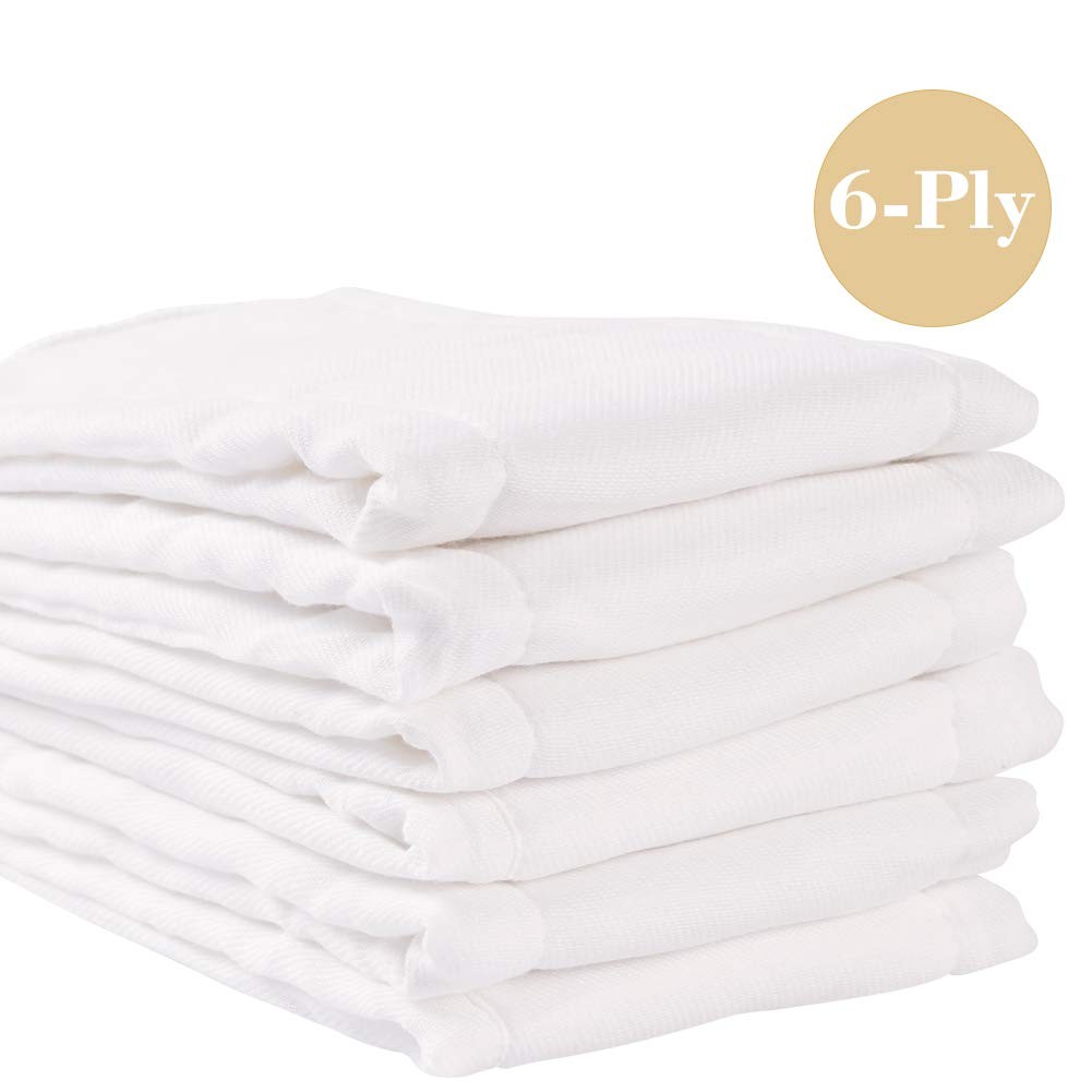 Fasoar Cotton Prefold Cloth Diapers - 100% Unbleached Premium Cotton, 6 Ply B...