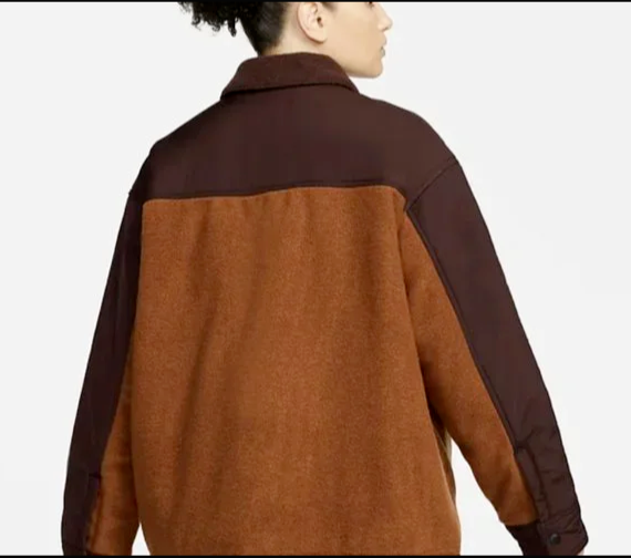 SACAI X NIKE Nike Jordan Cozy Girl giacca donna L media lunghezza full zip cappotto marrone beige $300