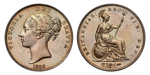GREAT BRITAIN Victoria 1858 Penny NGC MS62BN SCBC-3948.