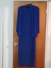Michelangelo Electric Blue Mother Of The Bride Long Gown With Jacket Size 18WP