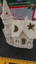 Vintage Snow White Collection Snow-covered Church Tea Light/candle Holder BNIB