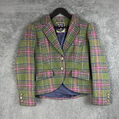 BODEN Moon Tweed Sakko UK 8 grün rosa Blazer Country Hacking kariert Tartan