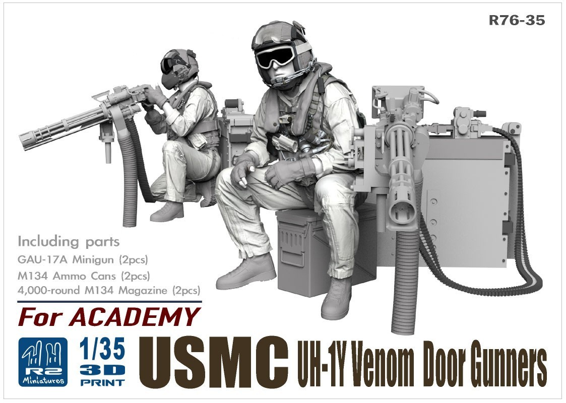 1/35 USMC UH-1Y Venom Door Gunners FOR ACADEMY R76-35 by R2 Miniatures