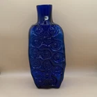 Vintage Blenko Glass 9114L Hank Adams Circle Motif Tall Cobalt Blue Bottle Vase