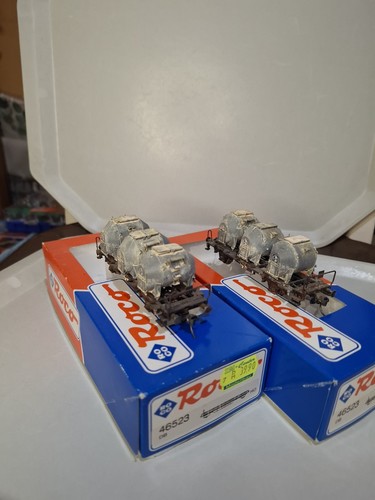 2er Set Behältertragwagen Roco 46523 Hoechst Rundbehältern vorbildnah gealtert | Condition: Gebraucht
