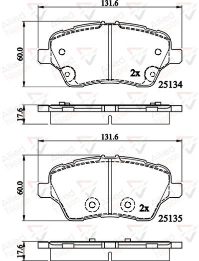 Brake Pad Set For Disc Front Fits Ford B-Max Fiesta ALLIED NIPPON ADB02197