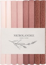 NICROLANDEE 8 Rolls Rose Gold Premium Crepe Paper Rolls for DIY