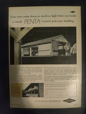Dow Chemical Ad 1955 Penta-Treated Lumber Pole Building Vintage Magazine Print