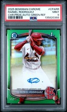 2025 BOWMAN CHROME PROSPECT AUTOS GREEN REFRACTOR RAINIEL RODRIGUEZ 71/99 PSA 9