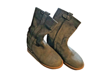 Schuhe Größe 34 Stiefel Boots grau Wildleder YKK Clic!