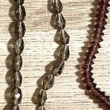 Bead Gallery Faceted Glass Beads Fire Polished Gray Purple Oval Drop Faceted Lot