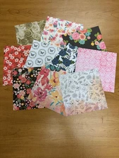 6 X 6 Scrapbook Paper - 10 Sheets - BUTTERFLY/FLOWERS Design - Handmade Squares
