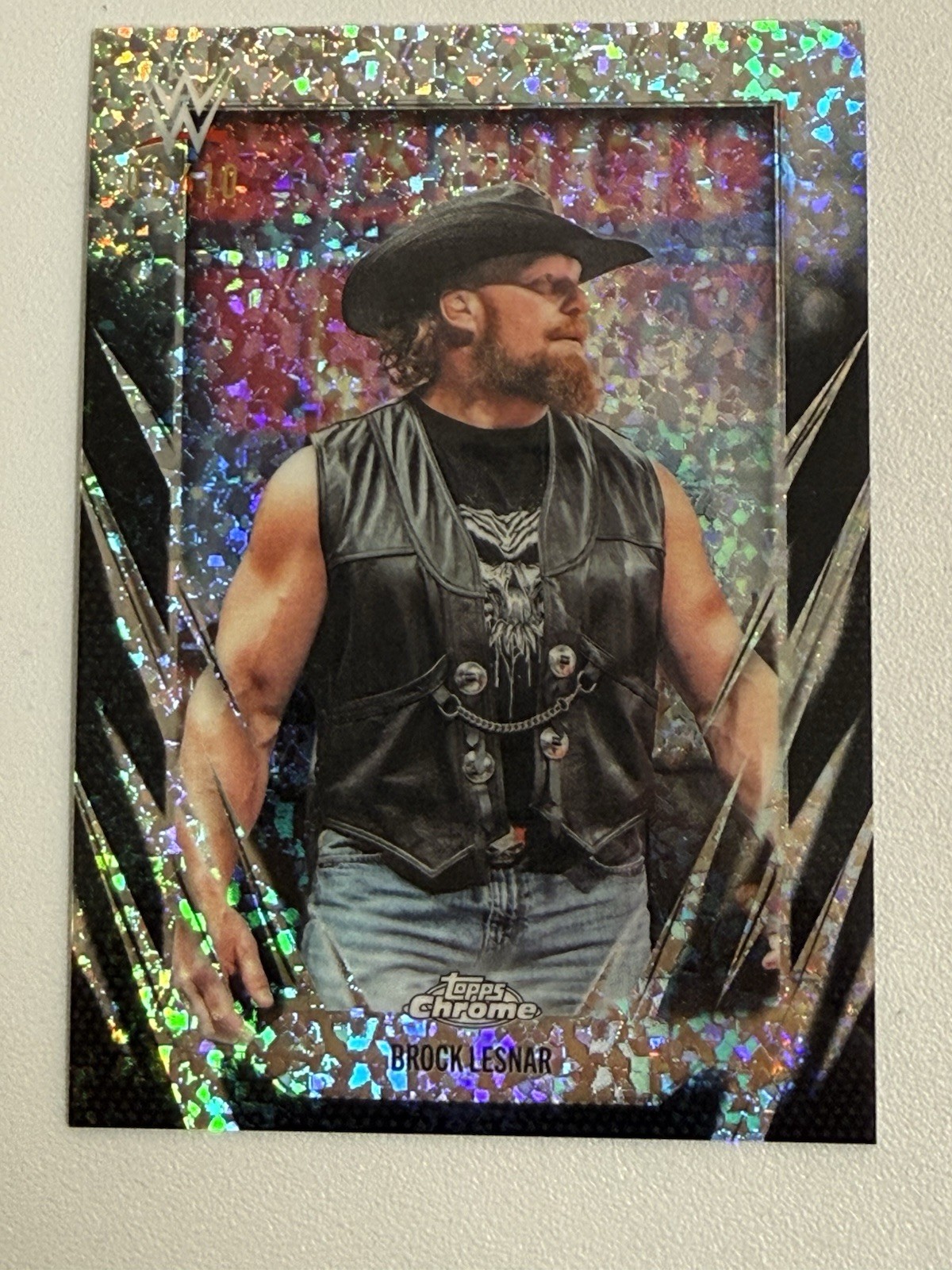 2026 Topps Chrome WWE BROCK LESNAR Black Mini Diamond Refractor # 03 /10