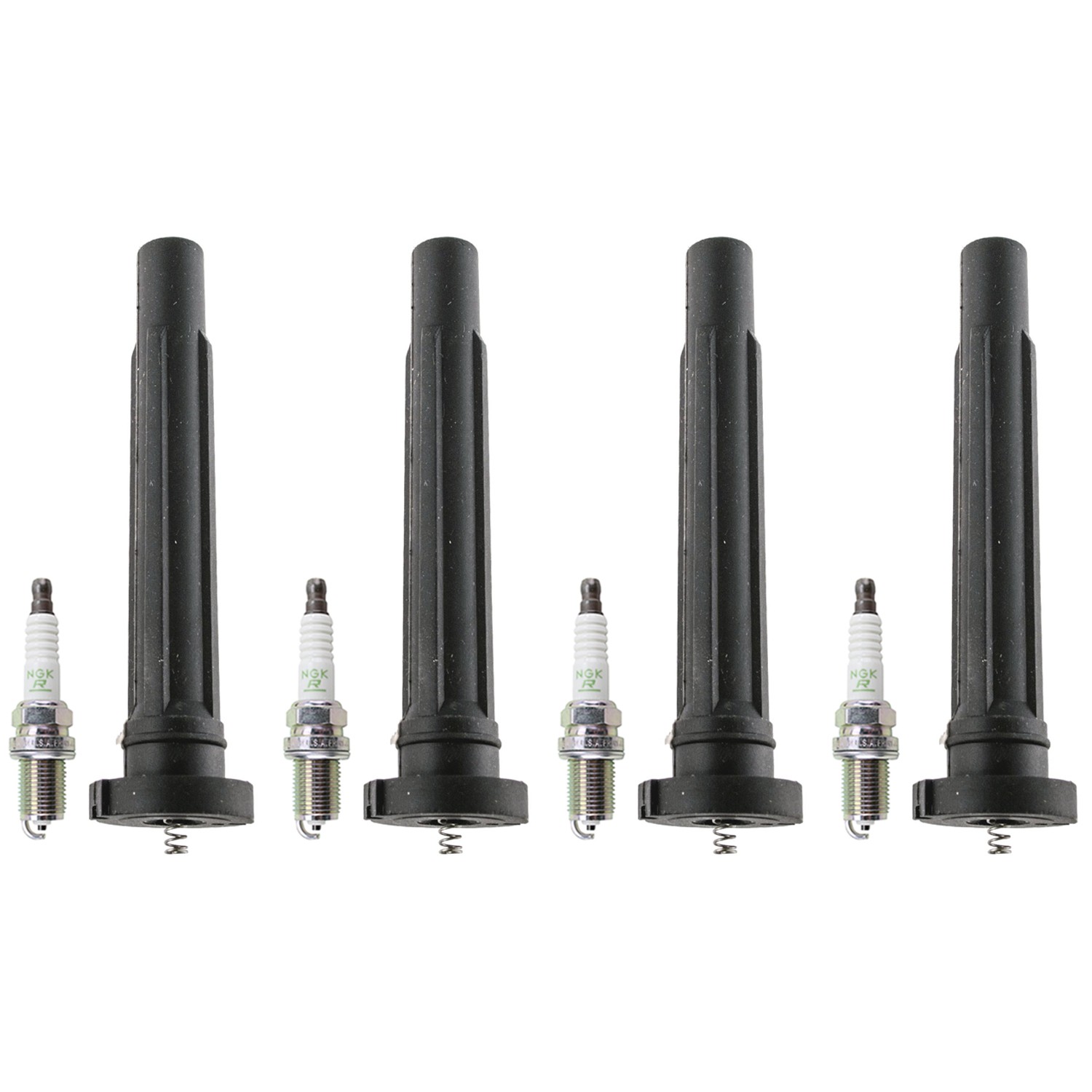NGK 4 V-Power Spark Plugs  Denso Coil Boots Kit for Suzuki SX4 2L L4 DOHC 07-09