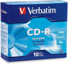 CD-R Blank Discs 700MB 80Min 52X - 10 Pack Slim Cases for Data & Music