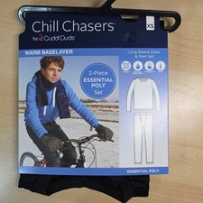 Chill Chasers by Cuddl Duds Warm Baselayer Black Crew and Pant Set Size XS 4/5