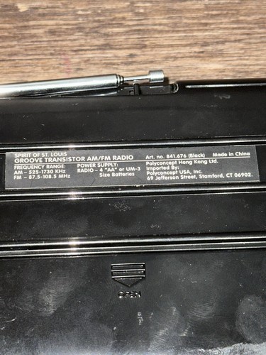 Spirit Of St Louis Groove AM FM Transistor Radio Black Plastic S.O.S.L. WORKS - Bild 6 von 8
