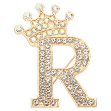 Letter Brooch Pins Alphabet R Lapel Badges Pin Gold Tone