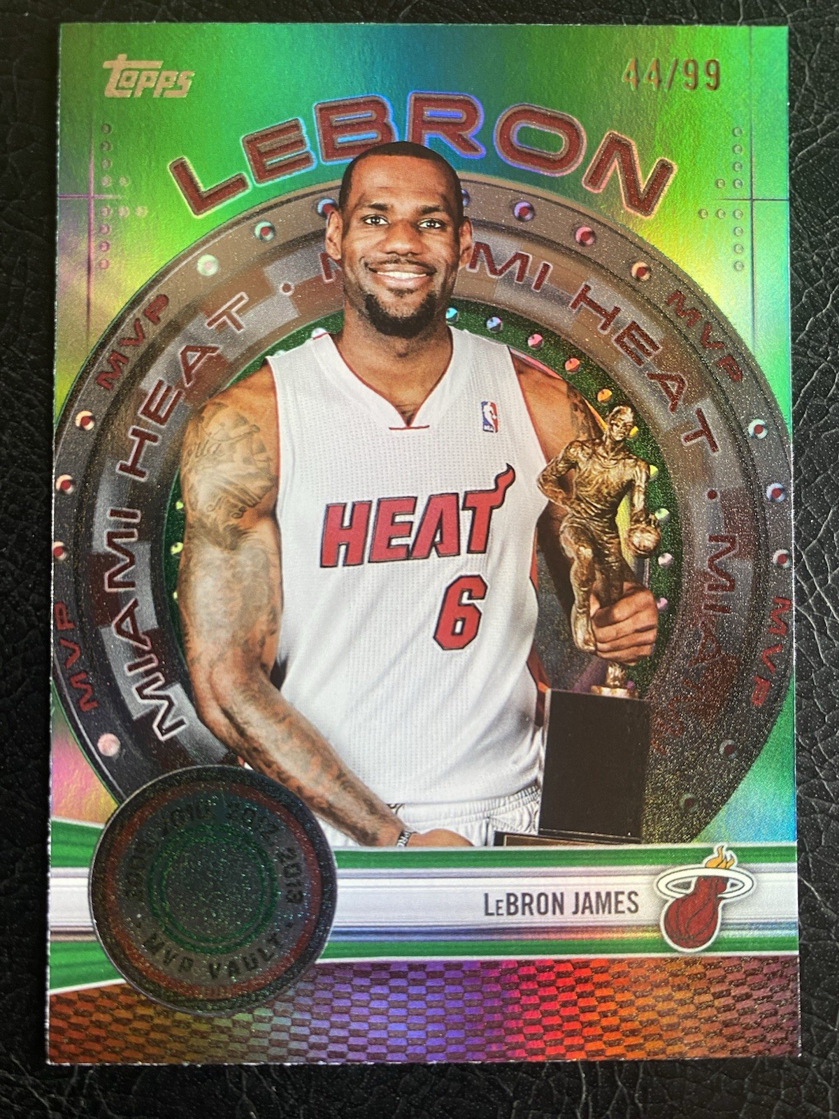 2025-26 Topps #MVP-8 LeBron James MVP Vault Green Rainbow Foil SP 44/99 Heat LAL