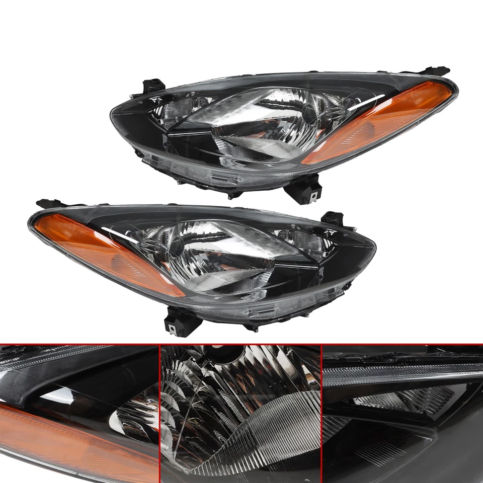 Halogen Headlight Headlamp Driver&Passenger Side For 2011-2014 Mazda 2 - Image 4 of 4