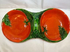 Maruhon Ware Japan Tomato Hand Painted Relish Trinket Divided Dish W Handle