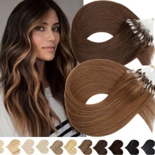 Russian Remy Micro Ring Easy Loop Human Remy Hair Extensions Thick 50-150g Brown