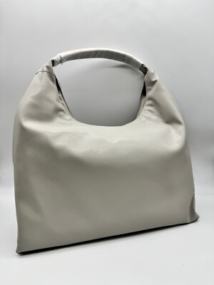 Donna Karan NY Bellmore Leather XL Shoulder Bag with bezel strap -Zinc (Used)