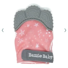 BAZZLE BABY CHEW MITT - TEETHING MITTEN - PINK - NWT