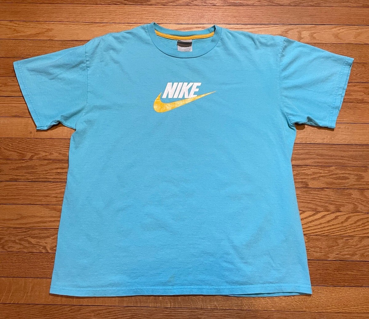 Vtg Y2K Nike Center Swoosh Spell Out Logo T-Shirt Size L | eBay
