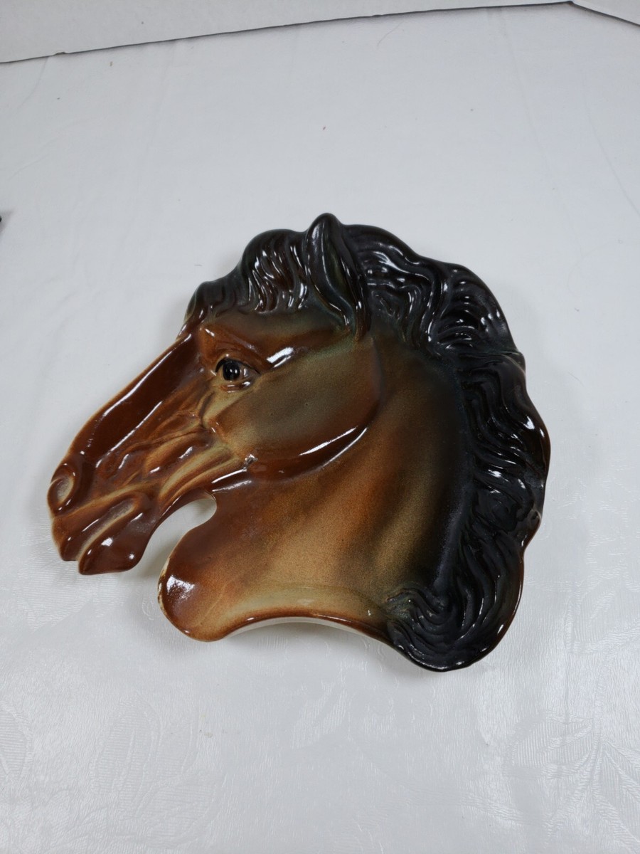 馬のディッシュ Mid Century Vintage Ceramic Horse Head Dish Glossy Pony Brown 7