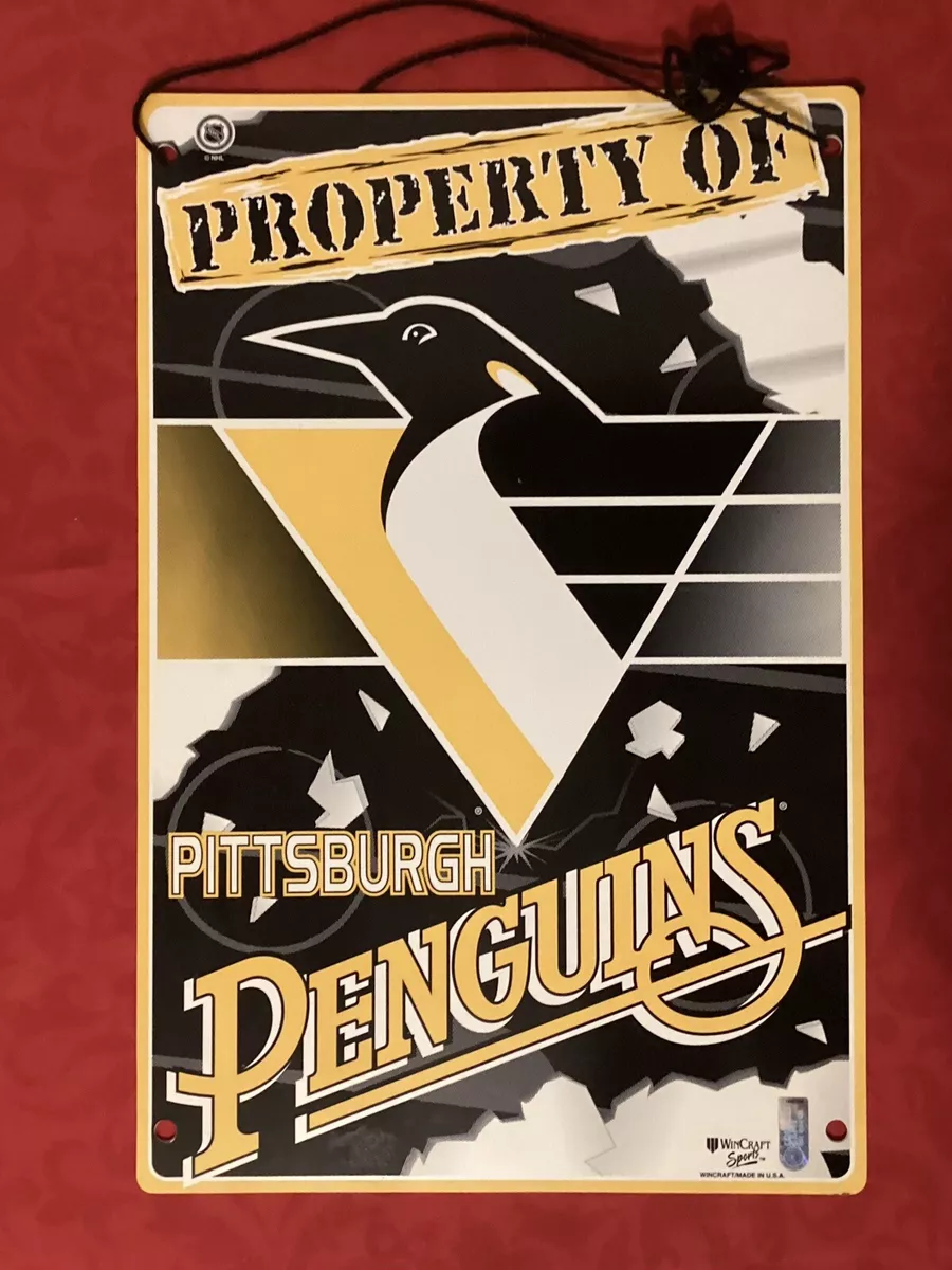 Vintage 90s Logo Property of Pittsburgh Penguins NHL Sign 12