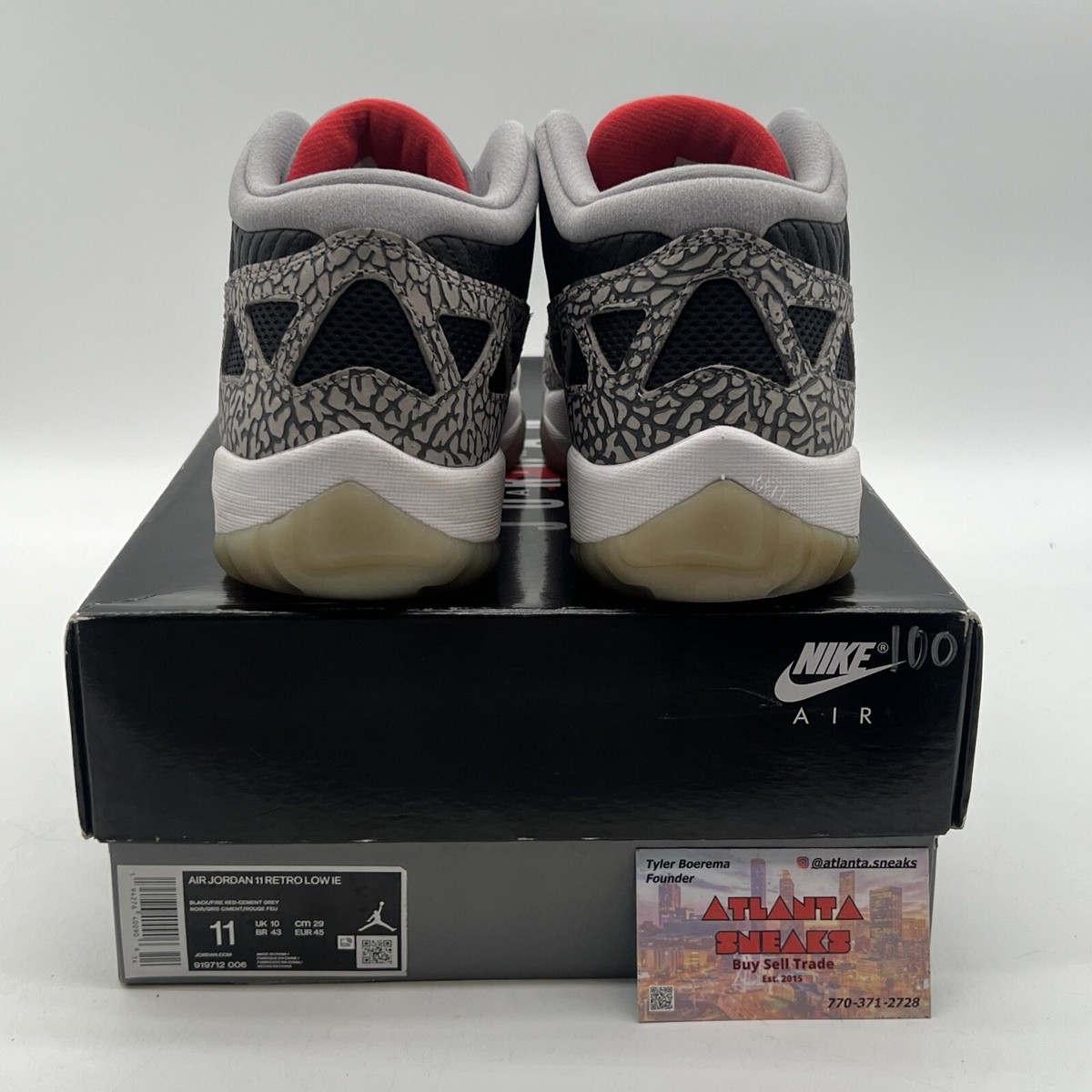 Size 11 - Air Jordan 11 Retro IE Low Black Cement White Red