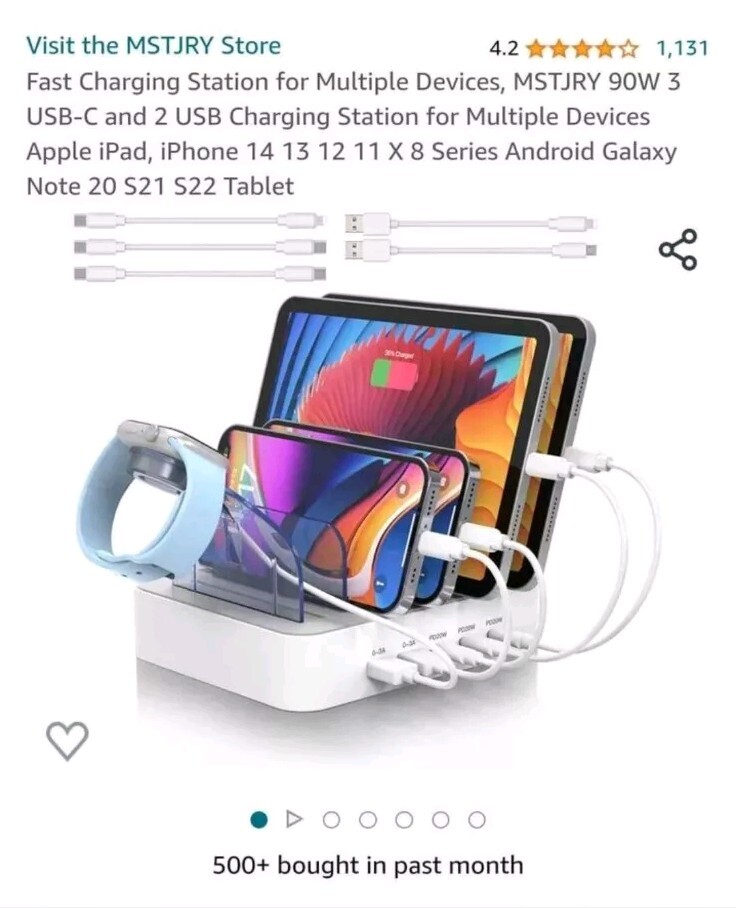 90W 5-Port USB Charging Station for Multiple Devices-image