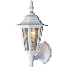 VOLUME LIGHTING White Outdoor Coach Light Lantern Sconce with Clear Glass