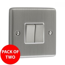 Produktbild - Litecraft Lichtschalter 10A Elektroarmatur gebürstet chrom - 2er Pack Ausverkauf 