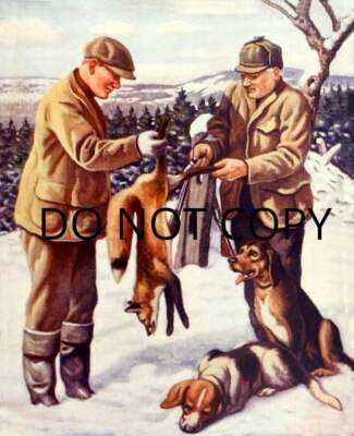 ANTIQUE REPRODUCTION 8X10 PHOTO PRINT FOX HUNTERS SKINNING A RED FOX eBay