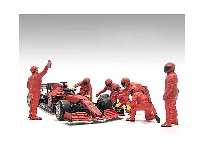 FORMULA 1 PIT CREW 7 FIGURE SET TEAM RED RELEASE III 1/43 AMERICAN
