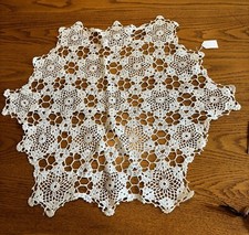Vintage Hand Crocheted White Cotton Doily 25" in Diameter
