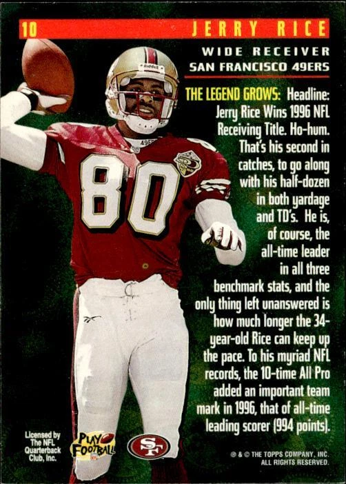 1997 Stadium Club Members Only 55 #10 Jerry Rice - Image 2 of 2