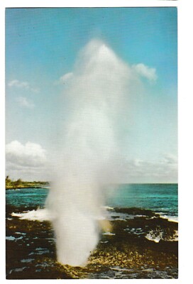 SPOUTING HORN Sea Water Geyser in Coastal Cavern Kauia Hawaii HI Postcard