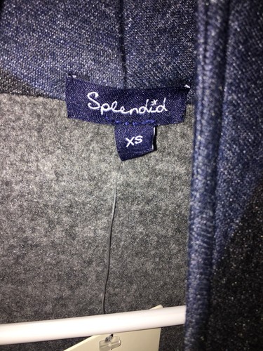 NWT SPLENDID Navy and Dark Gray Funnel Neck Botton up Jacket- Women's size XS - Picture 2 of 7