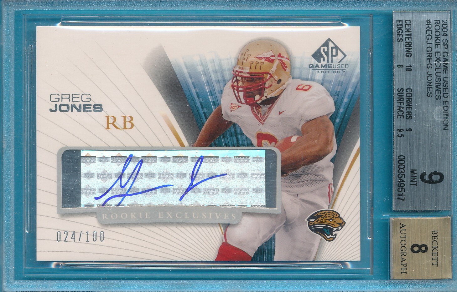 Greg Jones SP Game Used Rookie Exclusives Autograph #REGJ Rookie Exclusives-Auto.