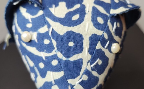 Primitives by Kathy Elephant Block Flower Print Blue Linen - Picture 12 of 13
