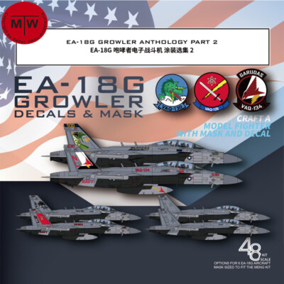Galaxy 1/48 EA-18G Growler Anthology Part 2/1/4/6 Decal & Mask for Meng Model