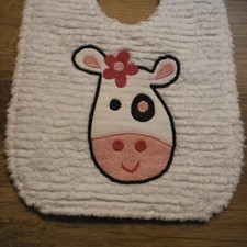 Cute Cow Baby Bib Sewandsews boutique handmade Chenille Toddler NEW
