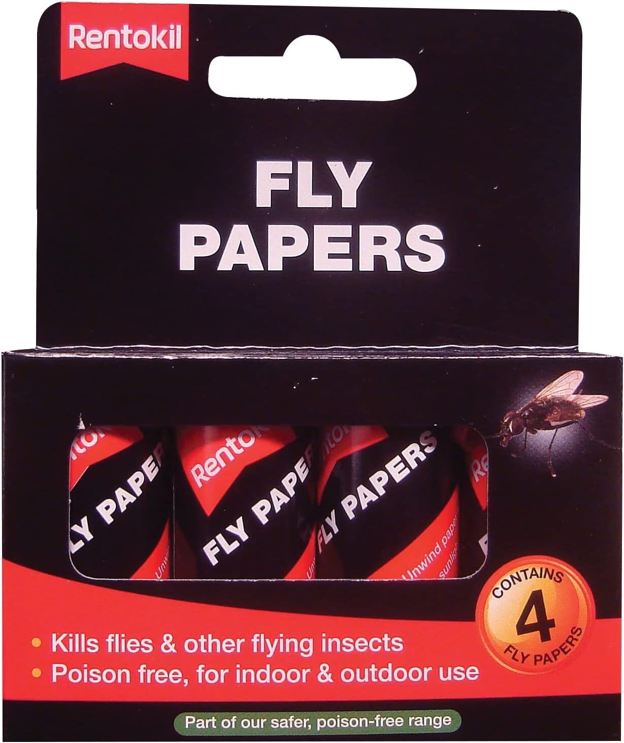 4x Rentokil Fly Papers Sticky Kills Flies Insects Traps Catcher Home Greenhouse
