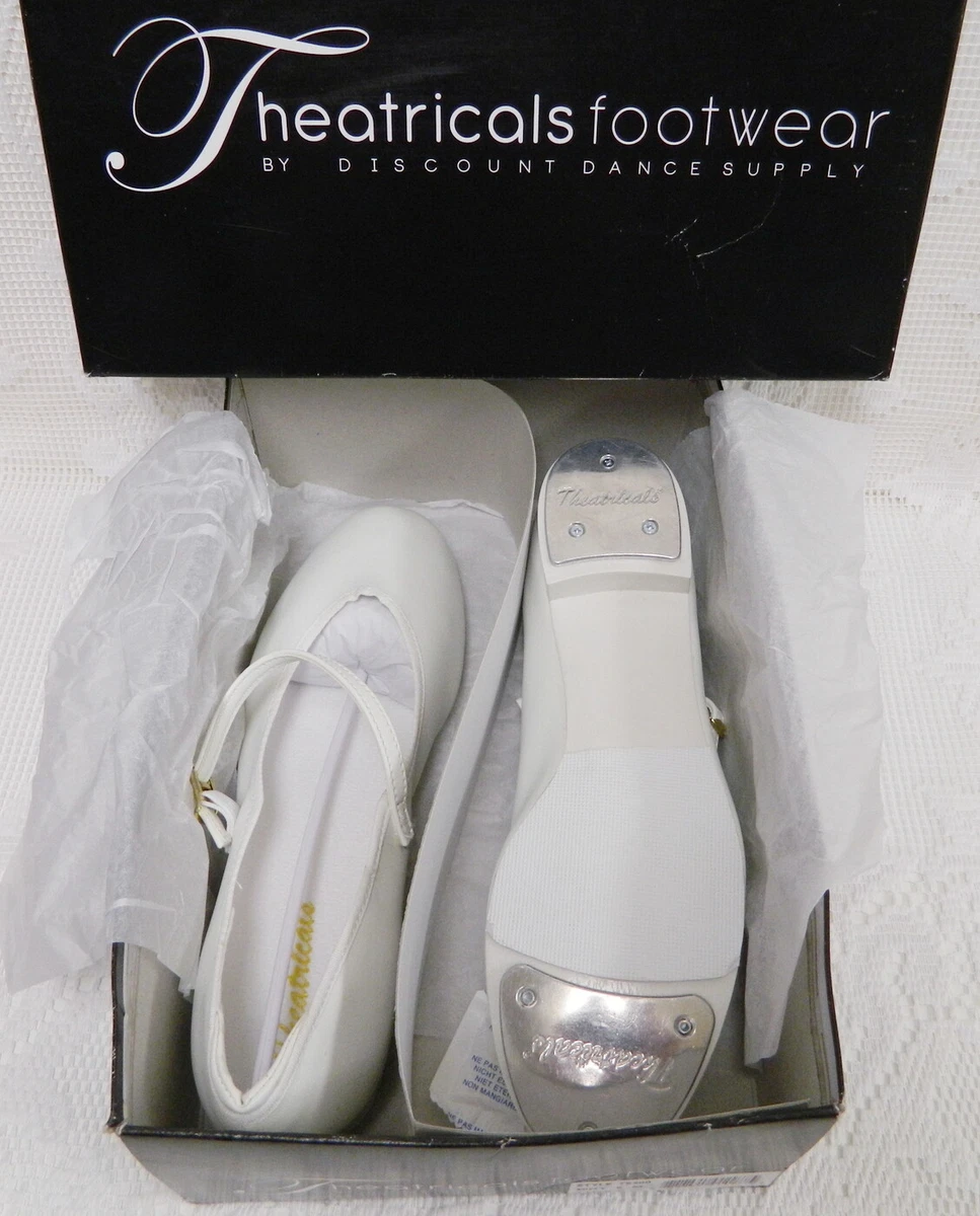 NEW WOMENS 8 WHITE TAP SHOES by THEATRICAL FOOTWEAR w BOX T9200 DANCE SUPPLY