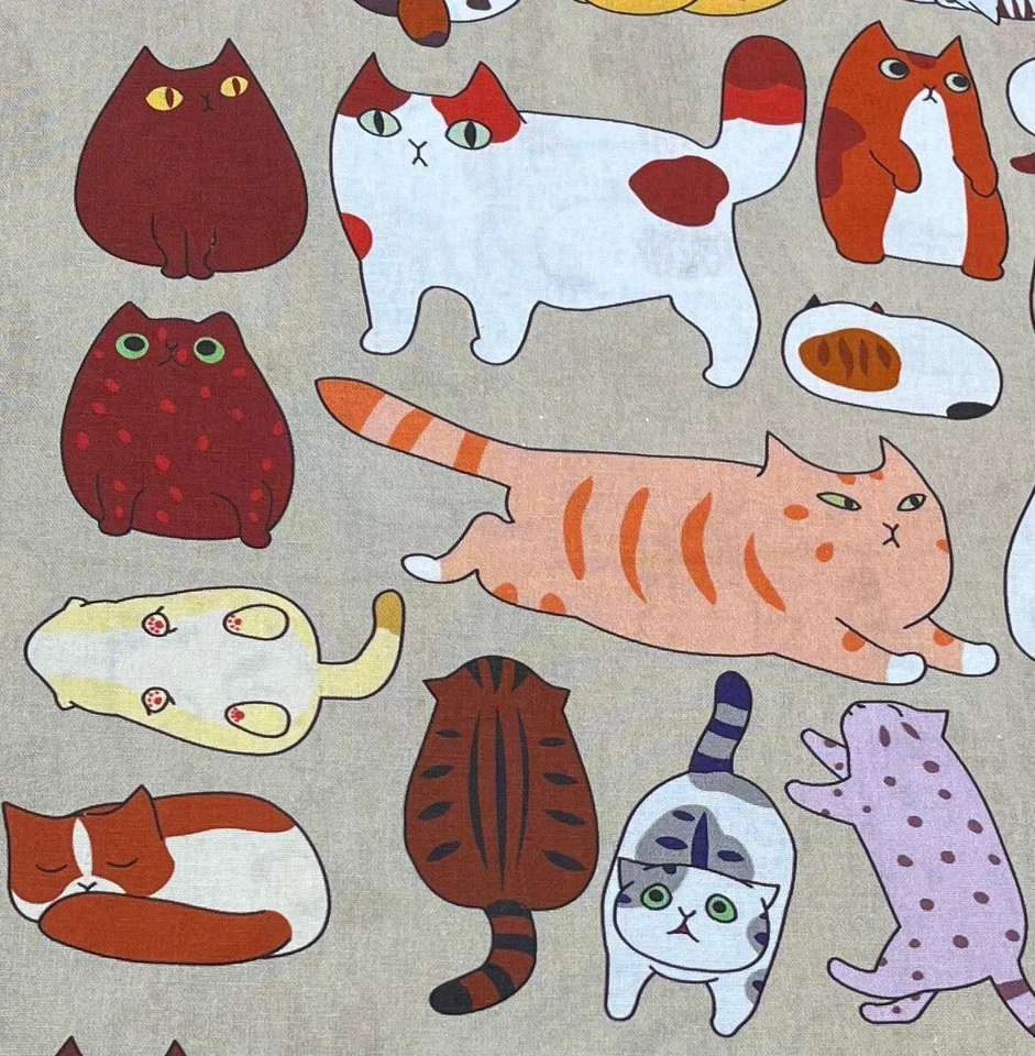 Stoff Meterware Baumwollstoff 50 cm Patchwork Lustige Spielende Katzen - Bild 2 von 4